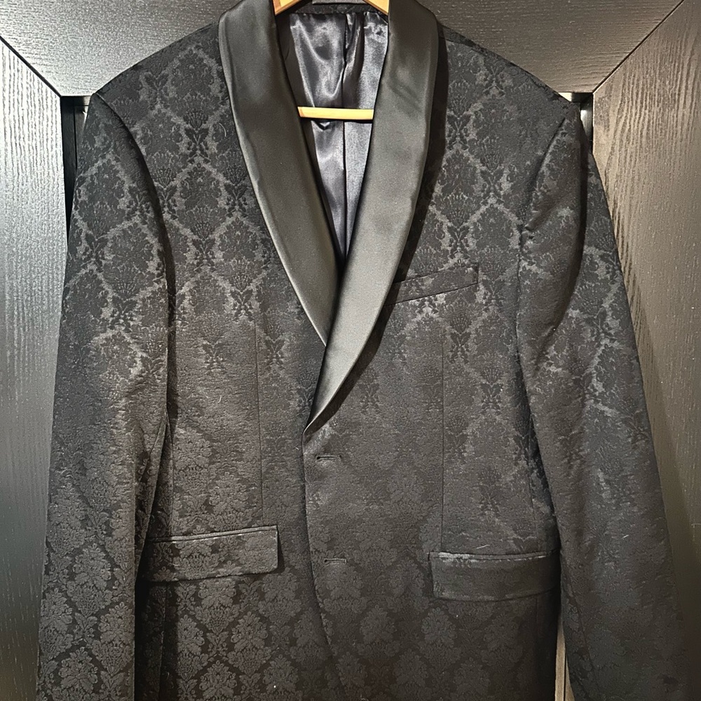 Zara Black Sport Coat with Jacquard Pattern
